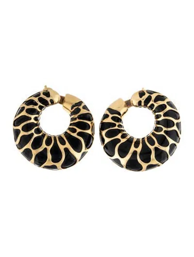 Pre-owned Marina B 18k Giraffe Animal Pattern Earrings In Black