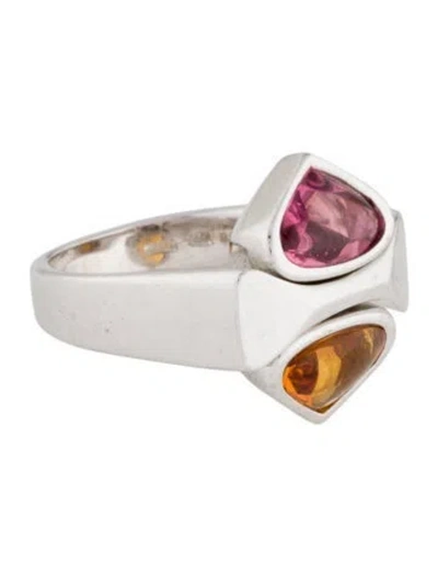 Pre-owned Marina B 18k Multistone Interchangeable Three-in-one Cocktail Ring