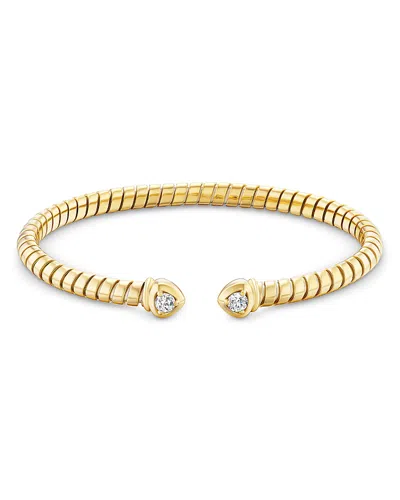 Marina B 18k Yellow Gold Lina Diamond Bangle Flex Cuff Bracelet, 0.26 Tcw