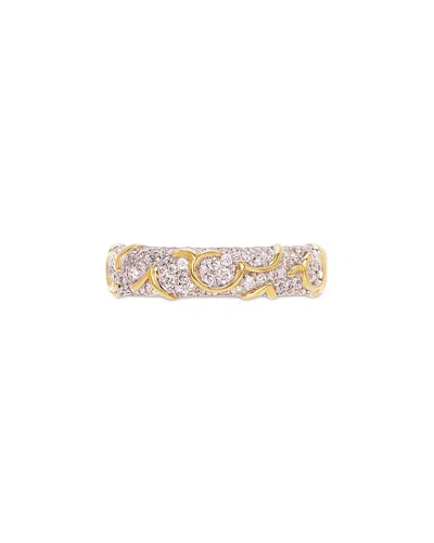 Marina B 18k Yellow Gold Ondine Diamond Pave Polished Swirl Band, 0.50 Tcw In Brown