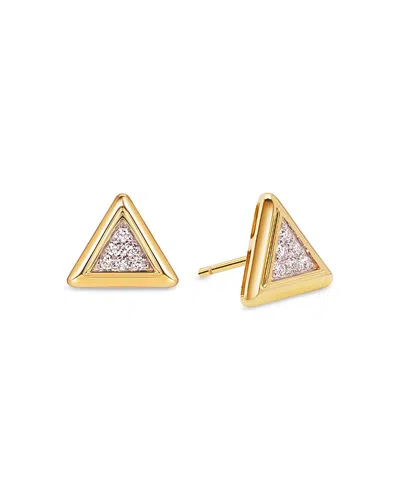 Marina B 18k Yellow Gold Triangolini Diamond Pave Triangle Stud Earrings