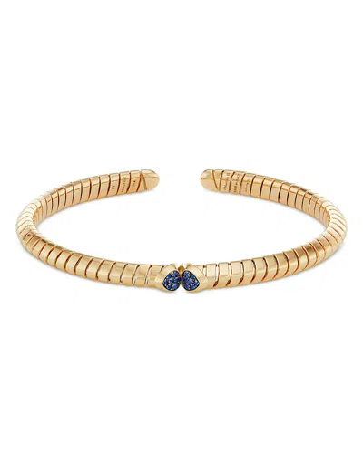 Marina B 18k Yellow Gold Trisolina Blue Sapphire Bangle Bracelet In Blue/yellow