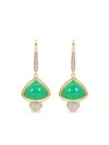 Marina B 18k Yellow Gold Trisolina Chrysoprase And Diamond Drop Earrings In Gold