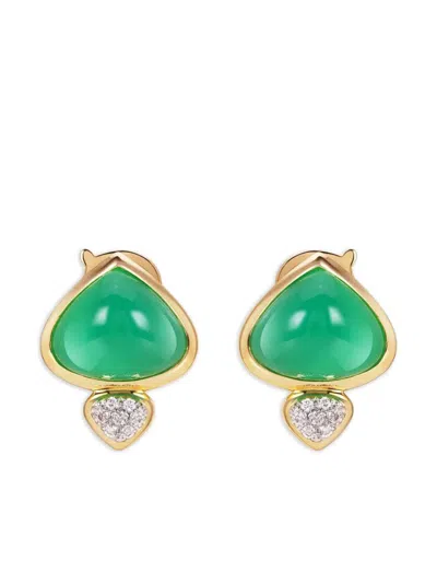 Marina B 18k Yellow Gold Trisolina Diamond Earrings In Multi