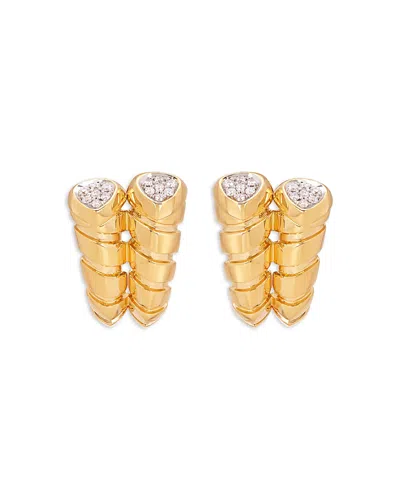 Marina B 18k Yellow Gold Trisolina Diamond Pave Double Row Stud Earrings