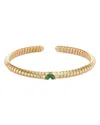 Marina B 18k Yellow Gold Trisolina Emerald Pave Coil Cuff Bracelet In Green/gold