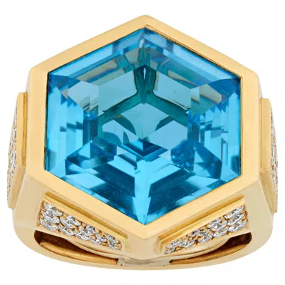 Pre-owned Marina B Blue Topaz Ring, 17.00 Carats