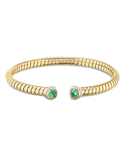 Marina B Emerald Cabochon & Diamond Pave Cuff Bracelet In 18k Yellow Gold