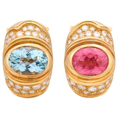 Pre-owned Marina B Exceptional Diamond & Colored Stone Earrings By . In Multi