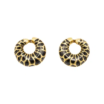 Pre-owned Marina B Gold And Black Metal Earrings - '80s