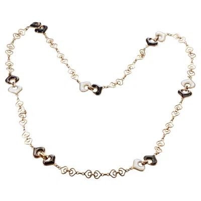 Pre-owned Marina B Mother Of Pearl Diamond Gold Long Chain Necklace In Multi