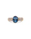 Marina B Ondine Solitaire Blue Topaz & Diamond Ring In 18k Yellow Gold In Blue
