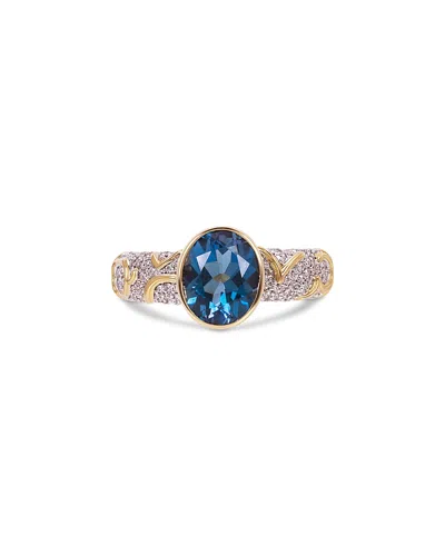 Marina B Ondine Solitaire Blue Topaz & Diamond Ring In 18k Yellow Gold