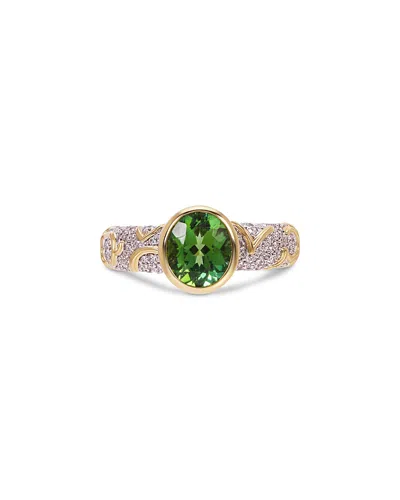 Marina B Ondine Solitaire Green Tourmaline & Diamond Ring In 18k Yellow Gold