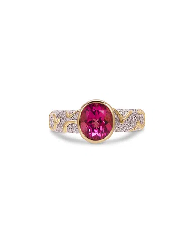 Marina B Ondine Solitaire Rubellite & Diamond Ring In 18k Yellow Gold In Multi