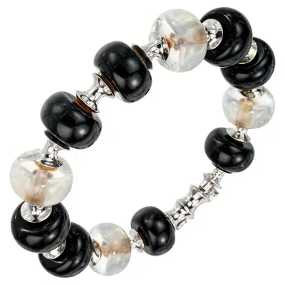 Pre-owned Marina B . Onyx Quartz White Gold Bangle Bracelet