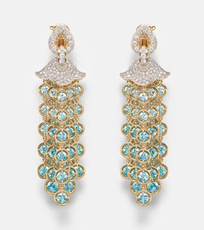 Marina B Pampilles 18kt Gold Drop Earrings With Diamonds And Zircons In Metallic