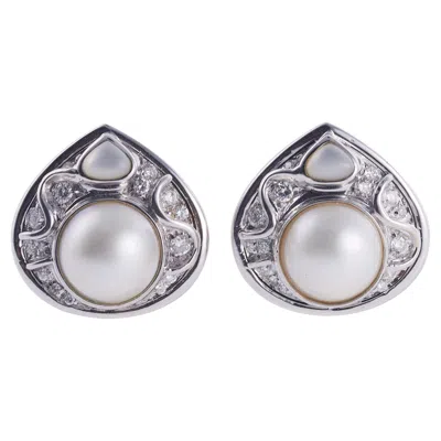 Pre-owned Marina B Pearl Diamond Gold Earrings In Multi