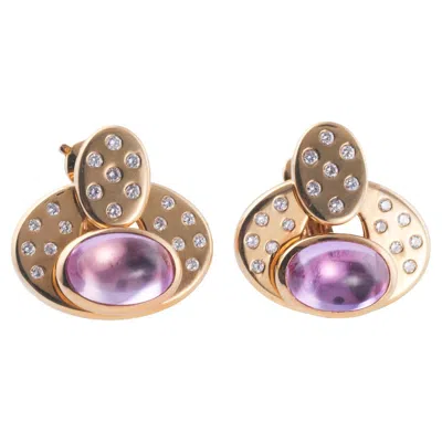 Pre-owned Marina B Pink Tourmaline Diamond Gold Earrings