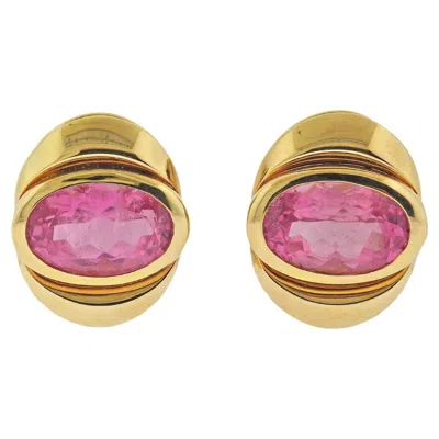 Pre-owned Marina B Pink Tourmaline Gold Earrings