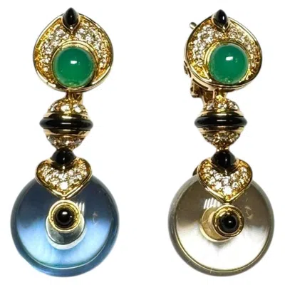 Pre-owned Marina B "pneu" Earrings In Yellow Gold, Russian Quartz