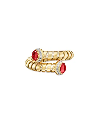 Marina B Ruby & Diamond Bypass Ring In Titanium & 18k Yellow Gold