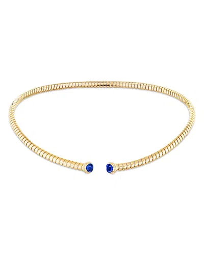 Marina B Sapphire & Diamond Flexible Tubogas Collar Necklace In Titanium & 18k Yellow Gold