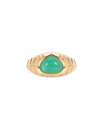 Marina B Timo Cabochon Chrysoprase Ring In 18k Yellow Gold