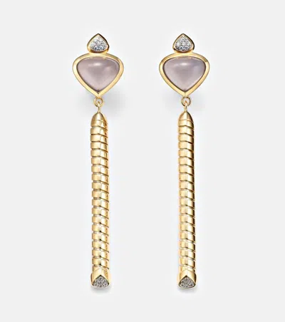 Marina B Trisolina 18kt Gold Drop Earrings With Blue Chalcedony And Diamonds