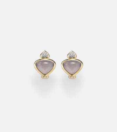 Marina B Trisolina 18kt Gold Earrings With Blue Chalcedony And Diamonds