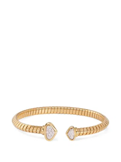 Marina B 18k Yellow Gold Trisolina Small Castanga Pave Diamond Bangle Bracelet