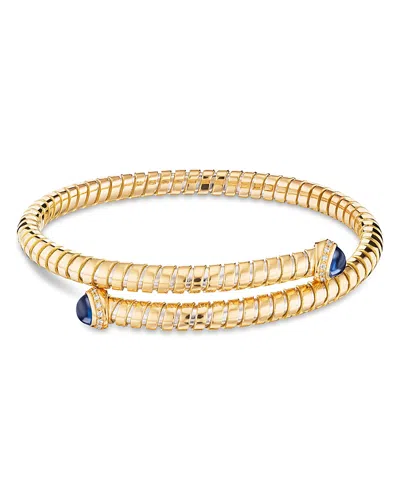 Marina B Trisolina Diamond & Sapphire Bypass Bangle In 18k Yellow Gold
