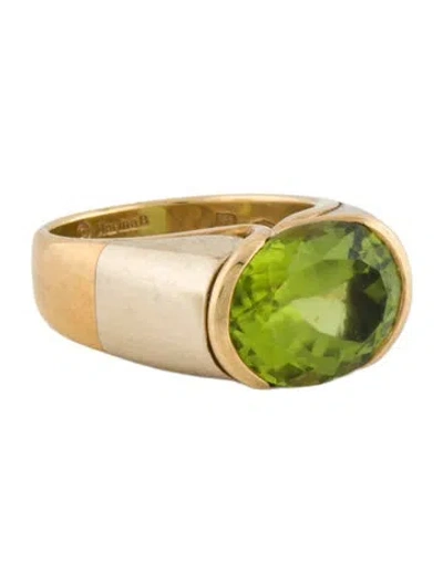 Pre-owned Marina B Two-tone 5.99ct Peridot Cocktail Ring In Multi