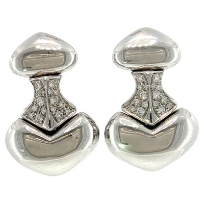 Pre-owned Marina B White Gold Diamond Earrings 18k Circa 1990s