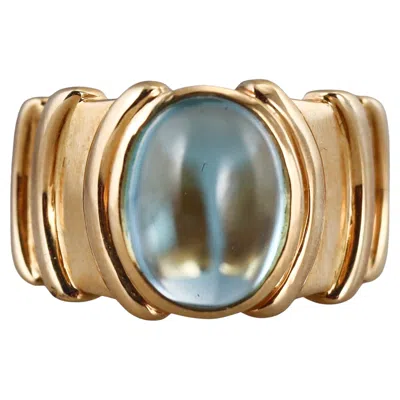 Pre-owned Marina B Yellow Gold Blue Topaz Ring