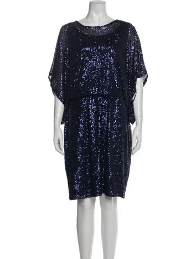 Pre-owned Marina Bateau Neckline Knee-length Dress In Blue