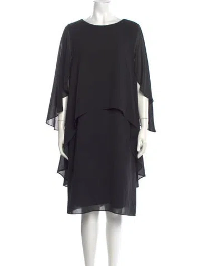 Pre-owned Marina Bateau Neckline Knee-length Dress In Gray