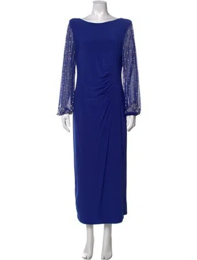 Pre-owned Marina Bateau Neckline Long Dress In Blue