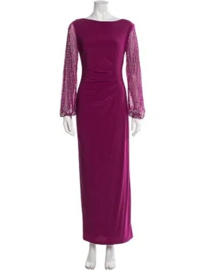 Pre-owned Marina Bateau Neckline Long Dress In Purple
