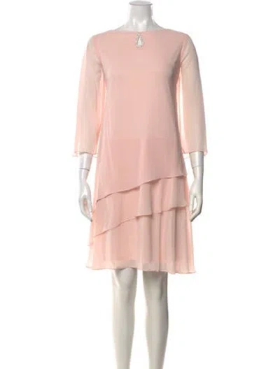 Pre-owned Marina Bateau Neckline Mini Dress In Pink