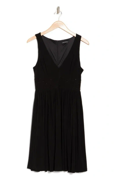 Marina Beaded Empire V-neck Dress In Black