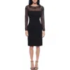 Marina Beaded Illusion Mesh Sheath Dress In Black