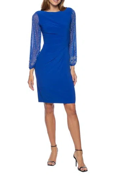 Marina Beaded Long Sleeve Sheath Dress In Multi