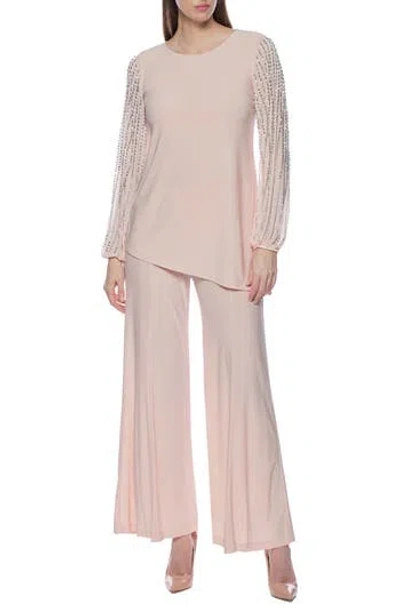 Marina Beaded Sleeve 2-piece Pant Set In Pink