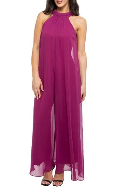 Marina Chiffon Wide Leg Jumpsuit In Fuchsia