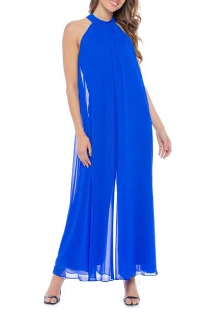 Marina Chiffon Wide Leg Jumpsuit In Royal