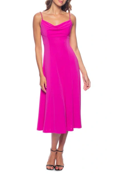 Marina Cowl Neck Cocktail Midi Dress In Pink