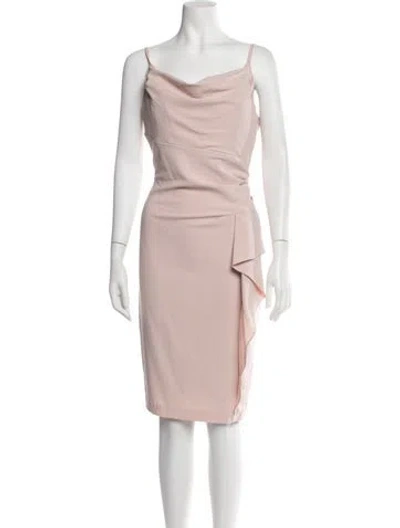 Pre-owned Marina Cowl Neck Knee-length Dress In Pink