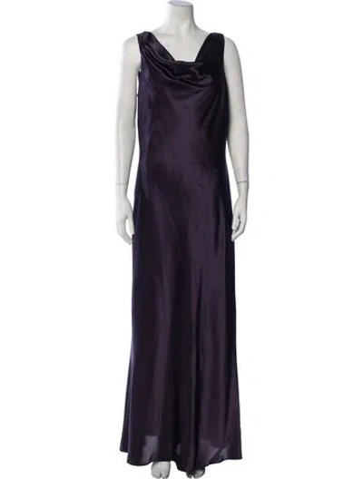 Pre-owned Marina Cowl Neck Long Dress In Purple