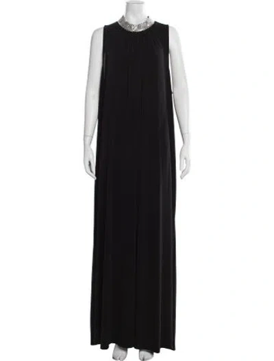 Pre-owned Marina Crew Neck Long Dress In Black